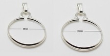 28/30mm Silver Plate Cinch Bezel Mount for Coins Cabochons Pendants Keyrings