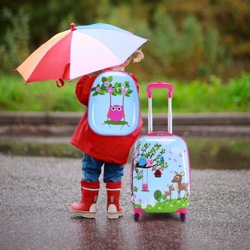 Niños Equipaje de Viaje con Mochila 2 Piezas Maleta para Infantil(Ciervo y  búho) | eBay