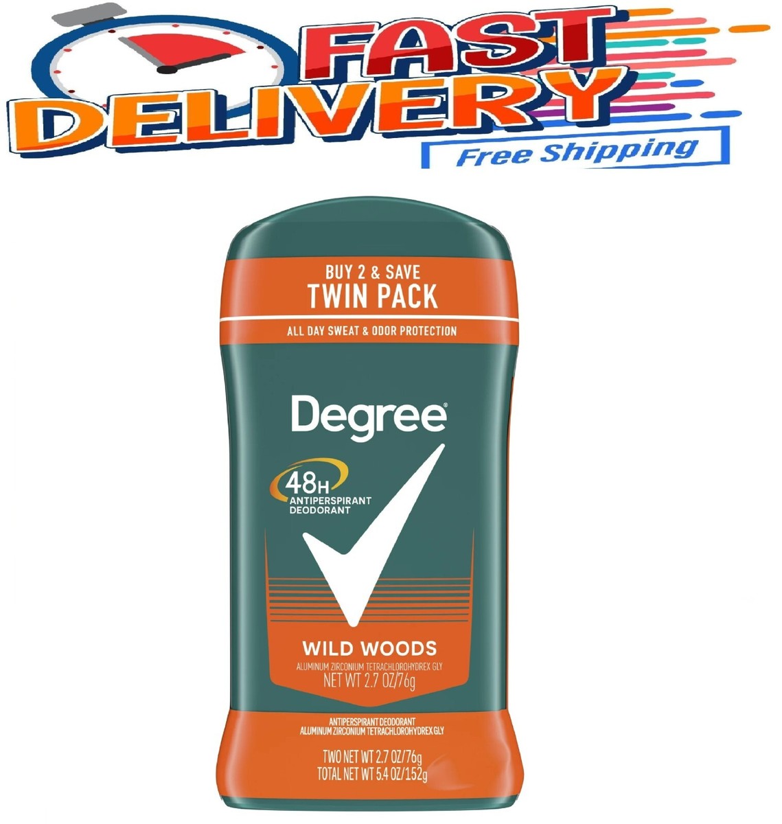 Degree Long Lasting Men's Antiperspirant Deodorant Stick Twin Pack
