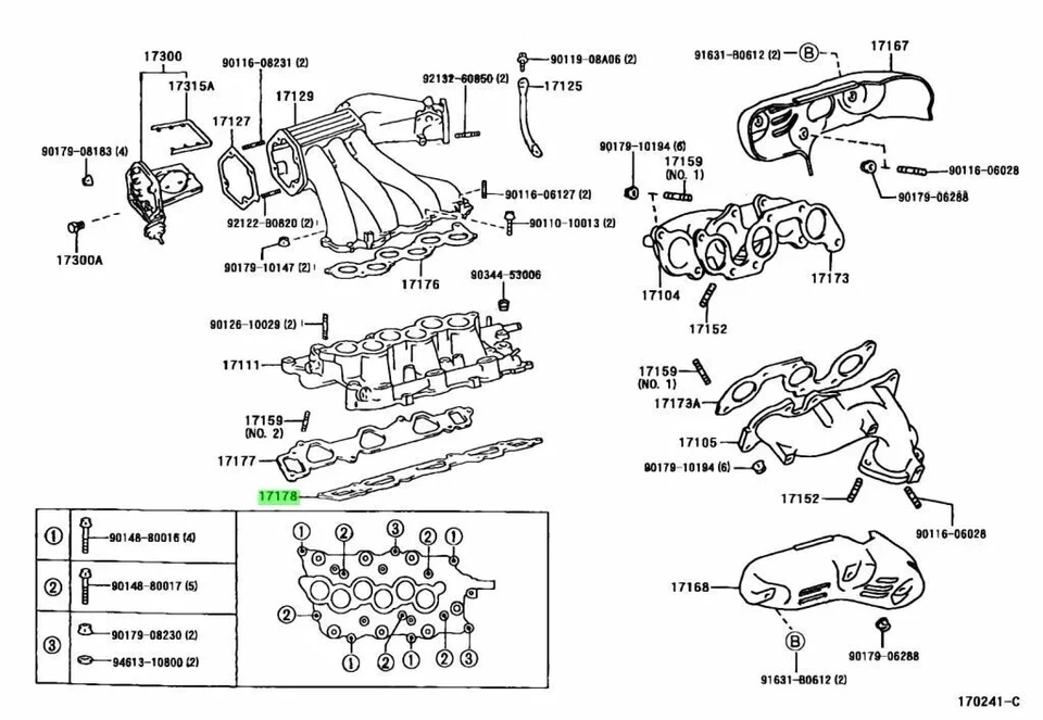 Toyota Genuine Lexus Intake Manifold Gasket LH 17178 - 20020 - Image 3 of 3