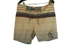 Mens EZEKIEL Striped Unlined Drawstring Poly Swim Board Shorts sz 32x6