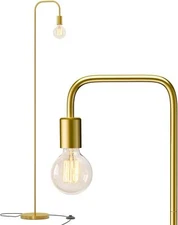 Industrial Antique Brass Gold Minimalist Floor Lamp