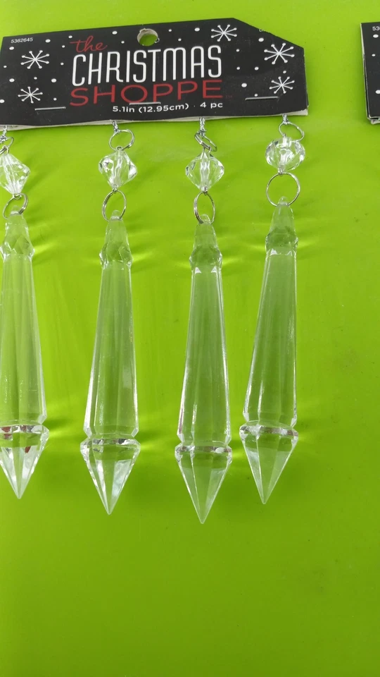 The Christmas Shoppe 8 Clear Dangling Plastic Crystal Ornaments Decor Wedding - Image 4 of 4