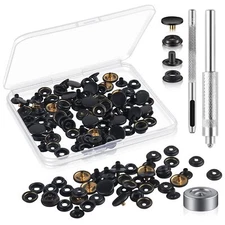 200Pieces 50Sets 15MM Snap Fastener Kit Tool Snap Button kit Snaps for Leathe...