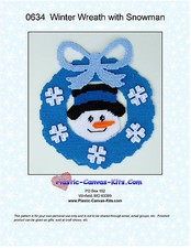 Wreath with Snowman- Plastic Canvas Pattern or Kit-Winter/Christmas