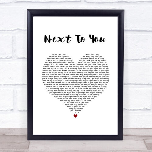 Next To You White Heart Song Lyric Print - Picture 1 of 11