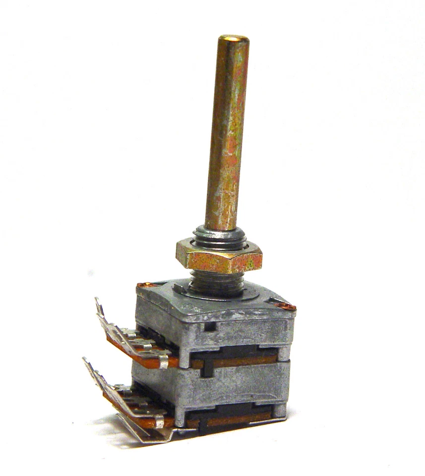 Preh 7619 Stereo Potentiometer, 2x 47 kOhm linear, kleine Bauform, 4 mm Achse - Bild 3 von 3