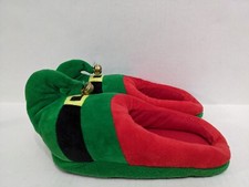 Small Unisex Adult Red and Green Elf Slides Shoes Jingle Bells Holiday Costume
