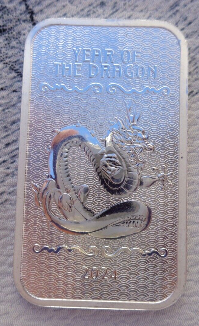 1 oz. 2024 Year of the DRAGON Lunar art bar .999 fine silver | eBay