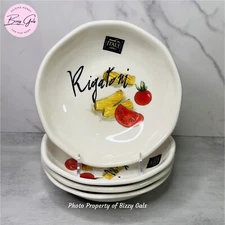 EFFETTI HOME 4 Ceramic Rigatoni Pasta 9” Bowls Handmade in Italy NEW
