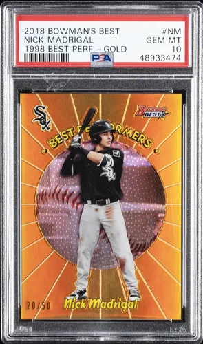 2018 Bowman's Best Nick Madrigal /50 Gold Refractor PSA 10 #98BP-NM Performers