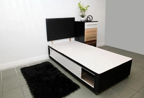 2ft6 Or 3ft Single Divan Bed Base With No Mattress.Storage Drawers Headboard