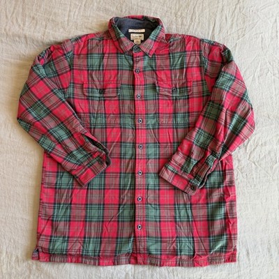 Vintage L.L.Bean Lined Plaid Shirt XL TALL RED Plaid Fleece Lined Shacket
