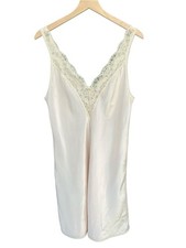 Vintage 90s Farr West Slip Dress Nightgown Size 38 Ivory Champagne Lace USA