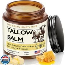 Veakoo Beef Tallow for Skin, Organic Whipped Tallow and Honey Balm, Grass Fed