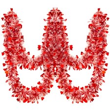 33 Ft Valentine's Day Heart Tinsel Garland, Red Heart Metallic Tinsel Twist