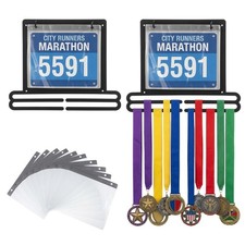 Black Iron Medal Hanger Display - Wall Mounted Running Medal Display with 10 ...