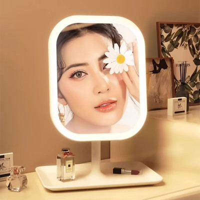 Vanity Desk Mirror 3 LED Warm Cool White Light Touch Sensor Makeup Mirror Travel