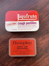 Vintage Liqufruta Cough Pastilles Tin And Elastoplast First Aid Dressings Tin
