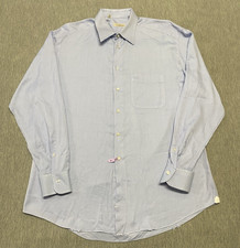 Ermenegildo Zegna Dress Shirt 43/17 Blue Cotton Regular Fit Long Sleeve Work