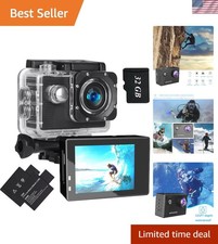 Family-Friendly 1080P Action Camera with 32GB Card  Underwater Functionality