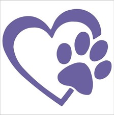 Light Purple 4-Inch Heart with Dog Paw Vinyl Decal for Cars, Trucks, Vans, Walls