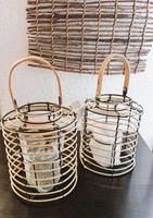 Ratan Windlicht Laterne Mit Glaseinsatz