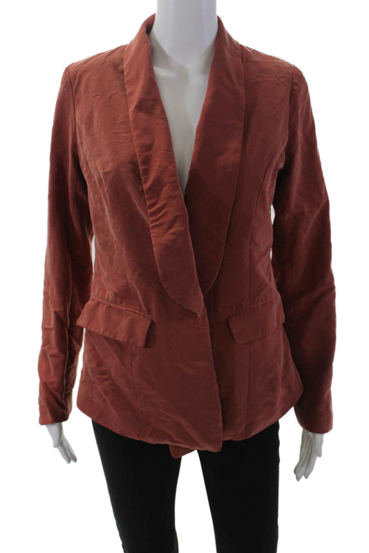 Slate & Willow Womens Textured Open Front Lined Sleek Top Terracotta Size S