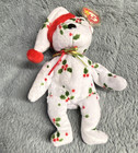 Ty Jingle Beanies Holiday Teddy Bear Holly Plush Beanbag Santa Hat 1999 — photo 1