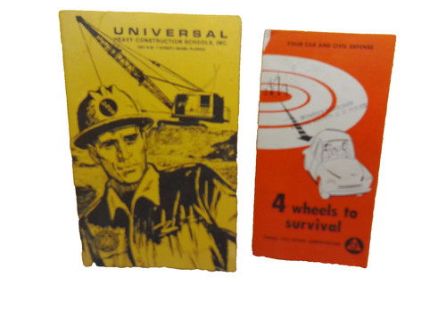 Universal Heavy Construction schools Civil Defense car brochure lot 2 vintage