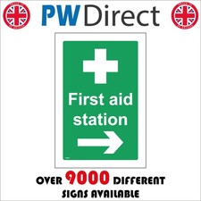 SIGN First Aid Station Right Arrow Supplies Health Medic Treatment Injury FS455M