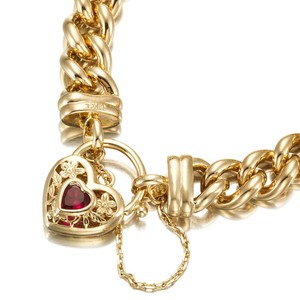 Authentic 18ct Heavy Yellow Gold Plated 12mm Euro Curb Chain Bracelet with a Filigree L...