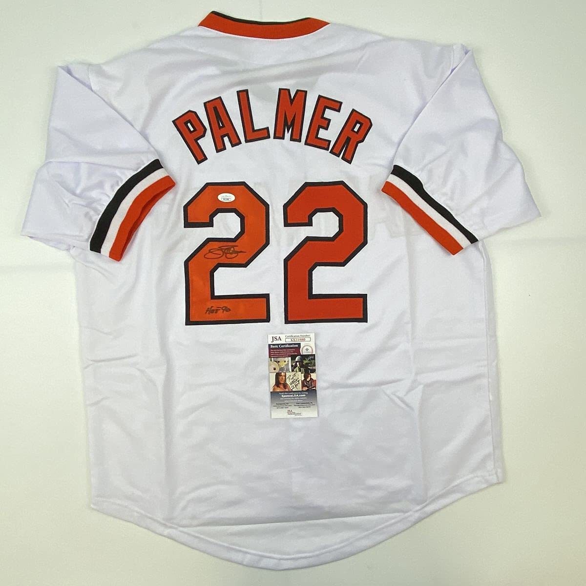 Jim Palmer Autographed Signed Baltimore Orioles / HOF 1990 Baltimore White Baseball Jersey JSA COA 
