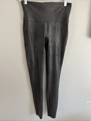 Spanx Women's High-Waisted Faux Leather Leggings Sz L Black