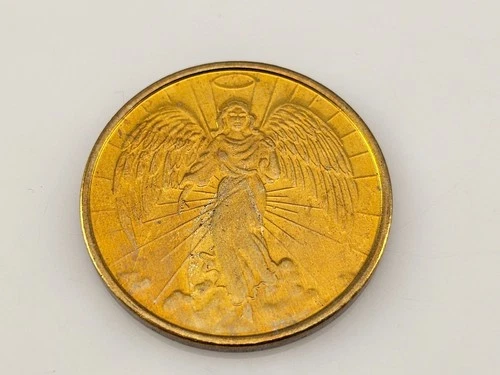 NEW Guardian Angel Pocket Medal Token Coin Gold Tone 1"