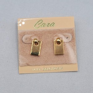 Authentic Vintage Gold Plated Rectangle Cara Pierced Earrings Drop Old Stock NOS Prop