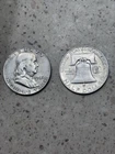 (2) 1963 benjamin franklin half dollar coin silver coin