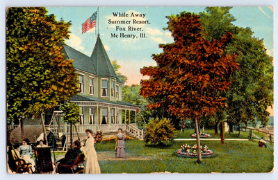 #ad #ad McHenry IL Illinois While Away Summer Resort Fox River 1910s Postcard $19.95