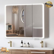 Lighted Medicine Cabinet with Mirror Wall Mounted Bathroom Cabinet LED Lights.