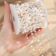 0.5M 1M Imitation Pearl Waterdrop Charm Beaded Chain Plastic Beads Copper Chains