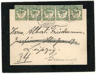 Kiautschou Brief Tsingtau Leipzig 1908