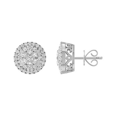 10k White Gold Round 0.75Ct Lab Grown Diamond Stud Earrings Gift for Women