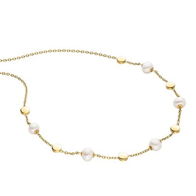 Boccia Titanium Halskette Collier Titan Perle Goldfarben 40+7cm 08077-02