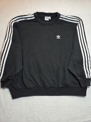 Adidas Adicolor Oversized 3-Stripes Crewneck Sweatshirt Black H33539