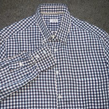 BRUNELLO CUCINELLI Men s 100 Cotton Button Down Plaid Shirt Size Large