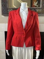Prophecy Red Blazer Jacket Sz 8 Single Breasted Lined Shoulder Pads VTG