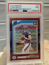 2024 Panini Donruss - J.J. McCarthy Optic Preview Red Wave Prizm (RC) PSA 9