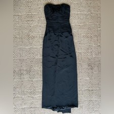 Vintage 100 Silk Black Maxi Gown Formal Dress Strapless Bias Cut Womens Size 8