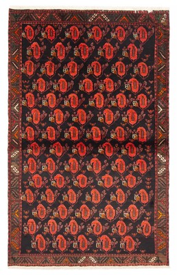 Vintage Black Traditional 4'3'' x 6'8'' Hand-Knotted Oriental Wool Area Rug