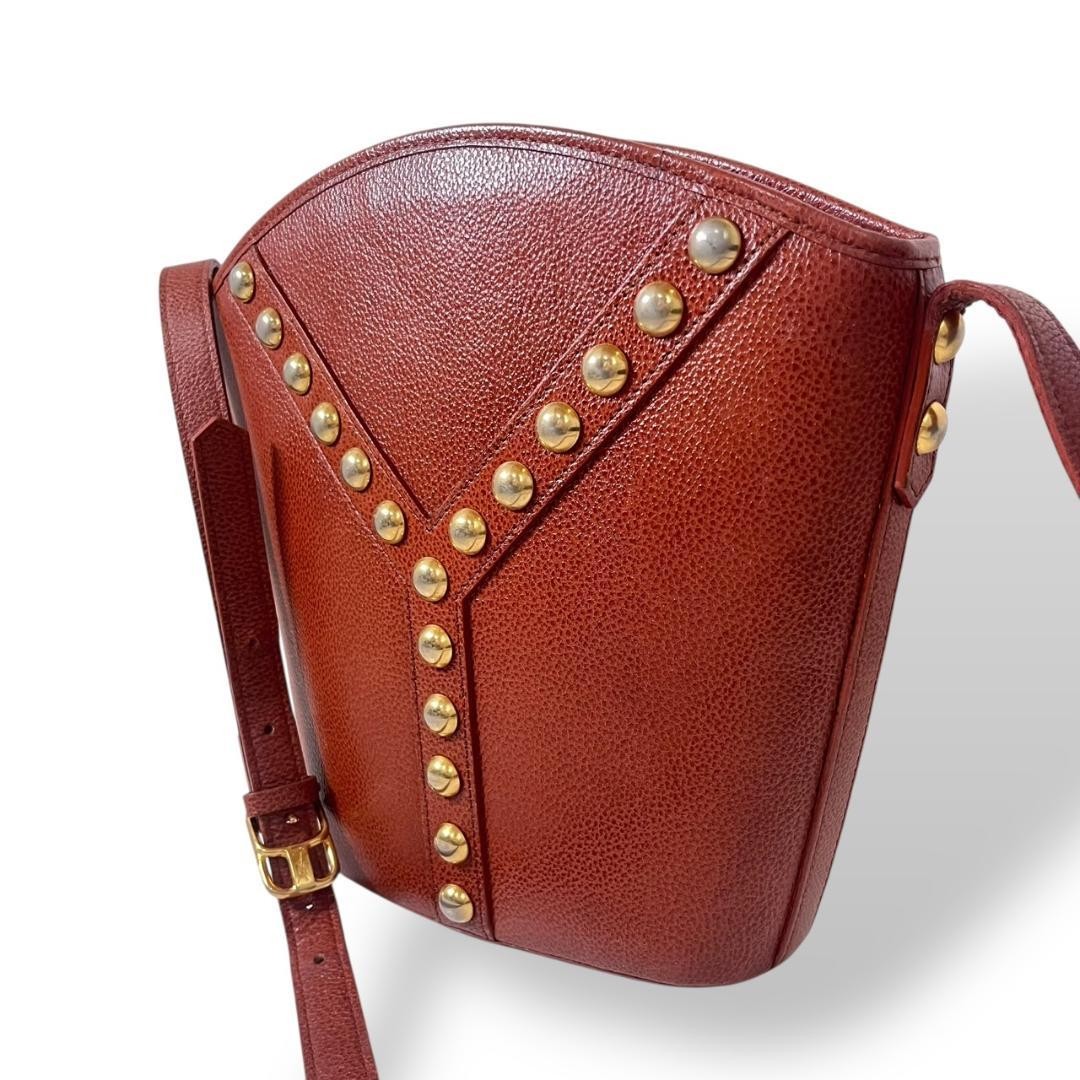 Borsa a tracolla YSL Yves Saint Laurent vintage borchiata marrone ottime condizioni